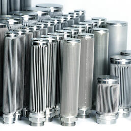 NFC standard all welded stainless steel filter elements side view.